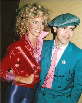 ELTON JOHN & Olivia Newton John HAND SIGNED Rock Star ! Original